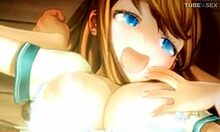 ¡Una adolescente tetona es follada por un joven futanari en porno en 3D!
