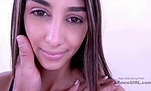 Passionate POV casting with a young and skinny brunette