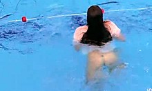 Amateur teen Katy Soroka shows off her hairy body underwater